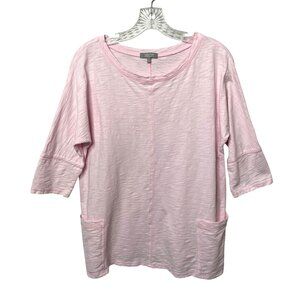 Habitat Pink Slub Cotton Blouse Oversized Top Womens Small Relaxed Patch Pockets